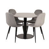 Jídelní stůl Razzia 106 cm - Šedá Terazzo / Jídelní židle Black+Polar - Černé nohy / Světle Šedá Velvet_4