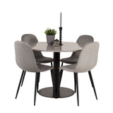 Jídelní stůl Razzia 106 cm - Šedá Terazzo / Jídelní židle Black+Polar - Černé nohy / Světle Šedá Velvet_4