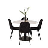 Jídelní stůl Razzia 106cm - Bílý Terazzo / Jídelní židle Black+Polar - Černé nohy / Black Velvet_4