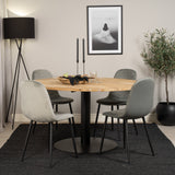 Kruhový stůl Cirebon - 140 cm - Teak / Černá + Polar Jídelní židle - Černé nohy / Světle šedá Velvet_4