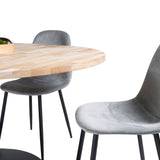 Kruhový stůl Cirebon - 140 cm - Teak / Černá + Polar Jídelní židle - Černé nohy / Světle šedá Velvet_4