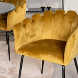 Estelle runt Matbord - Borstad Mässing / Svart marmor - ø106*H75+Limhamn - Židle - Gold Velvet_4