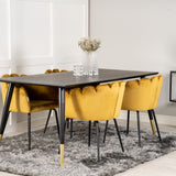 Dipp jídelní stůl - 180*90cm - Černá dýha / černé nohy s mosazným dippem +Limhamn - Židle - Gold Velvet_4