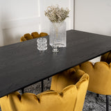 Dipp jídelní stůl - 180*90cm - Černá dýha / černé nohy s mosazným dippem +Limhamn - Židle - Gold Velvet_4
