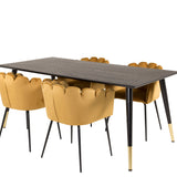 Dipp jídelní stůl - 180*90cm - Černá dýha / černé nohy s mosazným dippem +Limhamn - Židle - Gold Velvet_4