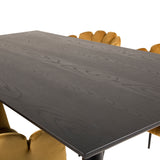 Dipp jídelní stůl - 180*90cm - Černá dýha / černé nohy s mosazným dippem +Limhamn - Židle - Gold Velvet_4