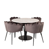 Estelle runt Matbord - Svart / Vit marmor - ø106*H75+Limhamn - Židle - Grey Velvet_4