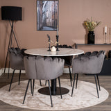 Estelle runt Matbord - Svart / Vit marmor - ø106*H75+Limhamn - Židle - Grey Velvet_4