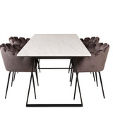 Estelle Matbord - Svart / Vit Marmor - 200*90*H76+Limhamn - Židle - Grey Velvet_4