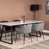 Estelle Matbord - Svart / Vit Marmor - 200*90*H76+Limhamn - Židle - Grey Velvet_4