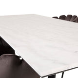 Estelle Matbord - Svart / Vit Marmor - 200*90*H76+Limhamn - Židle - Grey Velvet_4