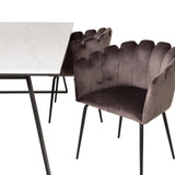 Estelle Matbord - Svart / Vit Marmor - 200*90*H76+Limhamn - Židle - Grey Velvet_4