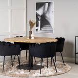 Kruhový stůl Cirebon - 140 cm - Teak / Black +Limhamn - Židle - Black Velvet_6