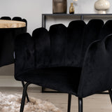 Kruhový stůl Cirebon - 140 cm - Teak / Black +Limhamn - Židle - Black Velvet_6