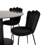 Estelle runt Matbord - Svart / Svart marmor - ø106*H75+Limhamn Light - Židle - Black Velvet_4