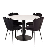 Razzia Jídelní stůl 106cm - White Terazzo / Black+Limhamn Light - Židle - Black Velvet_4