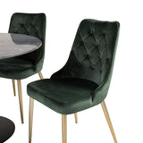Estelle runt Matbord - Svart / Svart marmor - ø106*H75+Velvet Lyx Matstol - Matt Mässing / Mossgrön Sammet_4