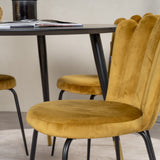 Jídelní stůl Dipp - 115 cm - Černá dýha / černé nohy s mosazným dippem + Limhamn Light - Židle - Gold Velvet_4