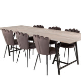 Jepara Matbord - Grå - 250*100*H76+Limhamn Light - Židle - Grey Velvet_6