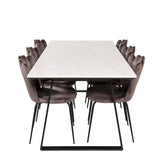 Estelle Matbord - Svart / Vit Marmor - 200*90*H76+Limhamn Light - Židle - Grey Velvet_6