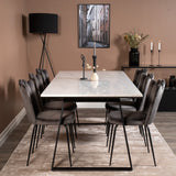 Estelle Matbord - Svart / Vit Marmor - 200*90*H76+Limhamn Light - Židle - Grey Velvet_6
