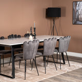 Estelle Matbord - Svart / Vit Marmor - 200*90*H76+Limhamn Light - Židle - Grey Velvet_6