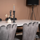 Estelle Matbord - Svart / Vit Marmor - 200*90*H76+Limhamn Light - Židle - Grey Velvet_6