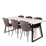 Estelle Matbord - Svart / Vit Marmor - 200*90*H76+Limhamn Light - Židle - Grey Velvet_6