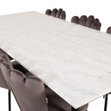 Estelle Matbord - Svart / Vit Marmor - 200*90*H76+Limhamn Light - Židle - Grey Velvet_6