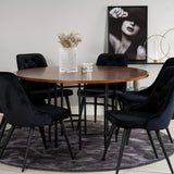 Copenhagen - Jídelní stůl kulatý - Hnědá / Černá+Velvet Deluxe Jídelní židle - Černé nohy / Black velvet_6
