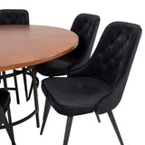 Copenhagen - Jídelní stůl kulatý - Hnědá / Černá+Velvet Deluxe Jídelní židle - Černé nohy / Black velvet_6