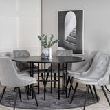 Copenhagen - Jídelní stůl kulatý - Černá / Black+Velvet Deluxe Jídelní židle - Černé nohy / Světle šedá velvet_6