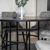 Copenhagen - Jídelní stůl kulatý - Černá / Black+Velvet Deluxe Jídelní židle - Černé nohy / Světle šedá velvet_6