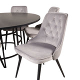 Copenhagen - Jídelní stůl kulatý - Černá / Black+Velvet Deluxe Jídelní židle - Černé nohy / Světle šedá velvet_6