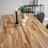 Cirebon Jídelní stůl 200*90cm - Teak / Bílá + Židle Polar - Šedá látka Bílé Nohy _6