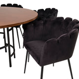 Copenhagen - Jídelní stůl kulatý - Hnědá / Černá+Limhamn - Židle - Black Velvet_6