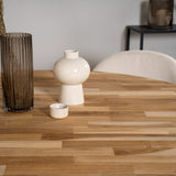 Kruhový stůl Cirebon - 100 cm - Teak / Černá + Sametová jídelní židle - Černé nohy /