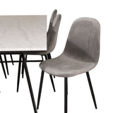 Estelle Matbord - Svart / Vit Marmor - 200*90*H76+jídelní židle Polar - černé nohy / světle šedá Velvet_6