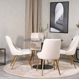 Estelle runt Matbord - Svart / Svart marmor - ø106*H75+Velvet Deluxe Jídelní židle - Noha z kartáčované mosazi / Beige Velvet_4