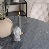 Estelle runt Matbord - Svart / Svart marmor - ø106*H75+Velvet Deluxe Jídelní židle - Noha z kartáčované mosazi / Beige Velvet_4