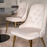 Estelle runt Matbord - Svart / Svart marmor - ø106*H75+Velvet Deluxe Jídelní židle - Noha z kartáčované mosazi / Beige Velvet_4