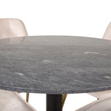 Estelle runt Matbord - Svart / Svart marmor - ø106*H75+Velvet Deluxe Jídelní židle - Noha z kartáčované mosazi / Beige Velvet_4