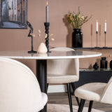 Estelle runt Matbord - Svart / Vit marmor - ø106*H75+Velvet Jídelní židle - Bla