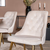 Estelle runt Matbord - Svart / Vit marmor - ø106*H75+Velvet Deluxe Jídelní židle - Noha z kartáčované mosazi / Beige Velvet_4