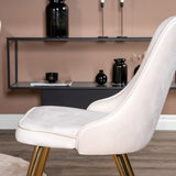 Estelle runt Matbord - Svart / Vit marmor - ø106*H75+Velvet Deluxe Jídelní židle - Noha z kartáčované mosazi / Beige Velvet_4