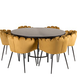 Copenhagen - Jídelní stůl kulatý - Black / Black+Limhamn - Židle - Gold Velvet_6