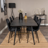 Zlatý rozkládací stůl - 180/220*85*H76 Černá dýha - Černé nohy - Mosazné detaily+Jídelní židle Polar - Černé nohy / Black Velvet (ersätter 19902-888)_6