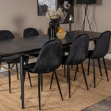 Zlatý rozkládací stůl - 180/220*85*H76 Černá dýha - Černé nohy - Mosazné detaily+Jídelní židle Polar - Černé nohy / Black Velvet (ersätter 19902-888)_6