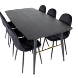 Zlatý rozkládací stůl - 180/220*85*H76 Černá dýha - Černé nohy - Mosazné detaily+Jídelní židle Polar - Černé nohy / Black Velvet (ersätter 19902-888)_6