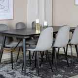 Zlatý rozkládací stůl - 180/220*85*H76 Černá dýha - Černé nohy - Mosazné detaily+Jídelní židle Polar - Černé nohy / Světle šedý samet (ersätter 19902-885)_6